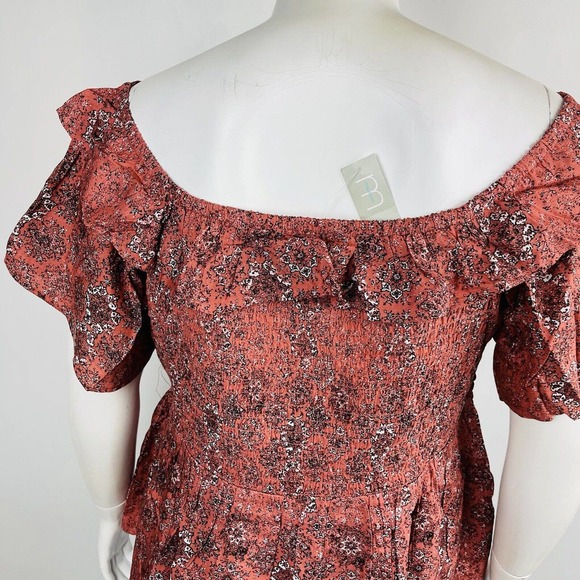 New Maurices Womans Sz 4X Plus Texas Rose Medallion Smocked Off The Shoulder NWT - Picture 7 of 7